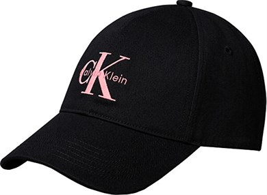 Calvin Klein Kadın CK Logo Baskılı Pamuklu Ayarlanabilir Tokalı Siyah-Pembe Şapka LV04K5027G-7JR