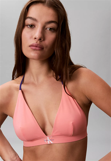 Calvin Klein Kadın CK Logo Etiketli Üçgen Pembe Bikini Üstü LV00Q61225-TJ2