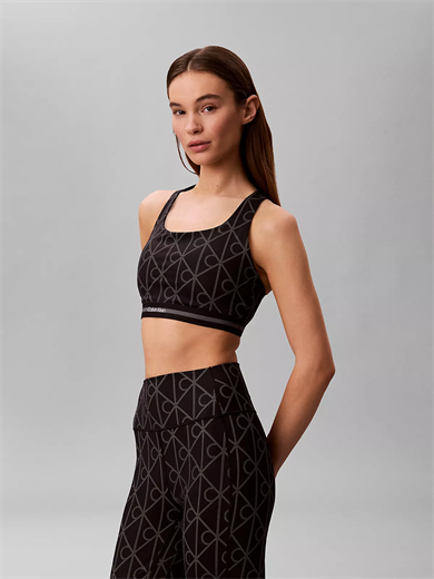Calvin Klein Kadın CK Yazı Desen Kolsuz Slim Fit Rahat Siyah Sporcu Sütyeni LVGWS6K347-ZKY