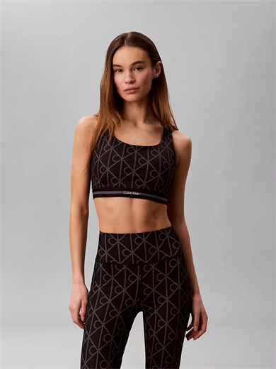 Calvin Klein Kadın CK Yazı Desen Kolsuz Slim Fit Rahat Siyah Sporcu Sütyeni LVGWS6K347-ZKY