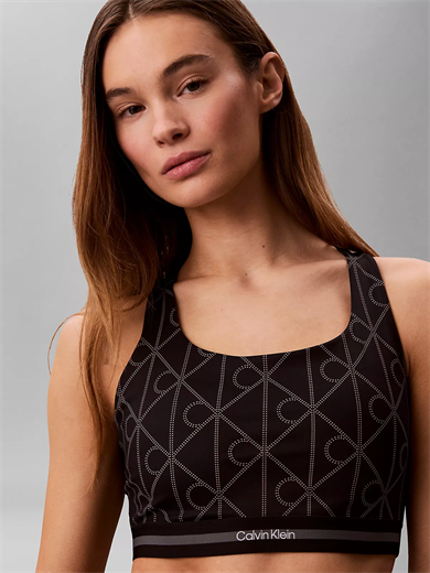 Calvin Klein Kadın CK Yazı Desen Kolsuz Slim Fit Rahat Siyah Sporcu Sütyeni LVGWS6K347-ZKY