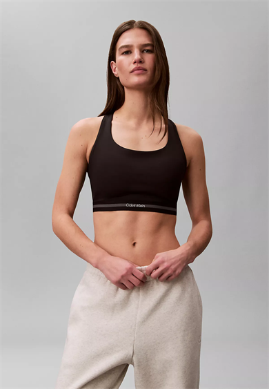 Calvin Klein Kadın Dar Kalıp Logo Detaylı Elastik Bel Bantlı Crop Siyah Sporcu Sütyeni LVGWS6K346-UB1