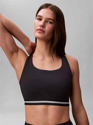 Calvin Klein Kadın Dar Kalıp Logo Detaylı Elastik Bel Bantlı Crop Lacivert Sporcu Sütyeni LVGWS6K346-CCI