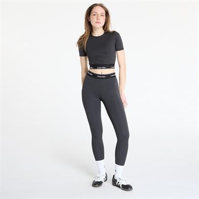 Calvin Klein Kadın Dar Kesim Beli Marka Logolu Elsatik Bantlı Dar Kısa Paçalı Siyah Tayt LVGWS5L609-UB1