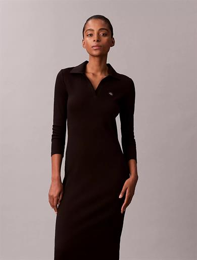 Calvin Klein Kadın Dar Kesim Pamuklu Midi Boy Siyah Elbise LV047E202G-UB1