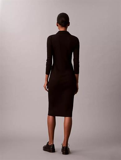 Calvin Klein Kadın Dar Kesim Pamuklu Midi Boy Siyah Elbise LV047E202G-UB1