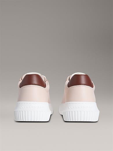 Calvin Klein Kadın Deri Bağlamalı Düz Taban Yuvarlak Burun Ck Desenli Pembe Sneaker YW0YW01872-0JX