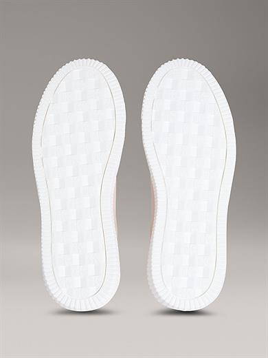 Calvin Klein Kadın Deri Bağlamalı Düz Taban Yuvarlak Burun Ck Desenli Pembe Sneaker YW0YW01872-0JX