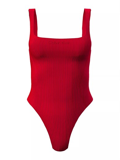 Calvin Klein Kadın Dokulu Kumaş Askılı Sırtı Açık Kırmızı Mayo LV00Q61142-VTW