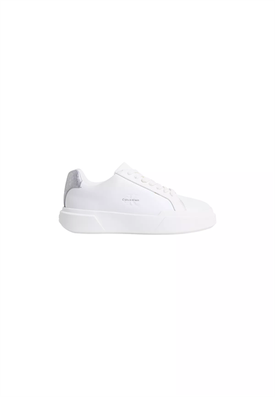 Calvin Klein Kadın Düşük Bilekli TH Logo Detaylı Deri Beyaz Sneaker HW0HW02988-05Y