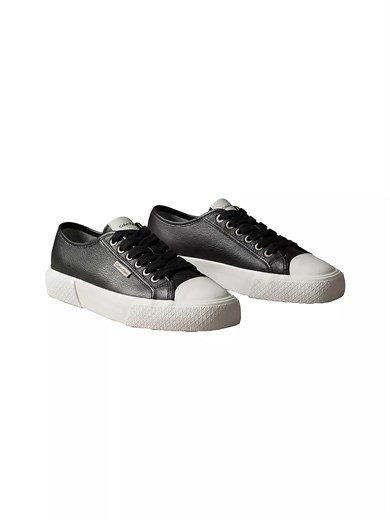 Calvin Klein Kadın Düşük Bilekli CK Logo Detaylı Hakiki Deri Siyah Sneaker HW0HW03077-BEH
