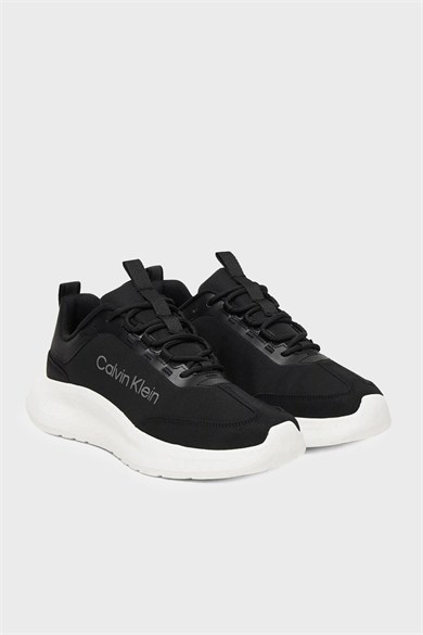 Calvin Klein Kadın Düşük Bilekli Rahat Taban Logo İmzalı Süet Detaylı Siyah Sneaker HW0HW03293-BEH