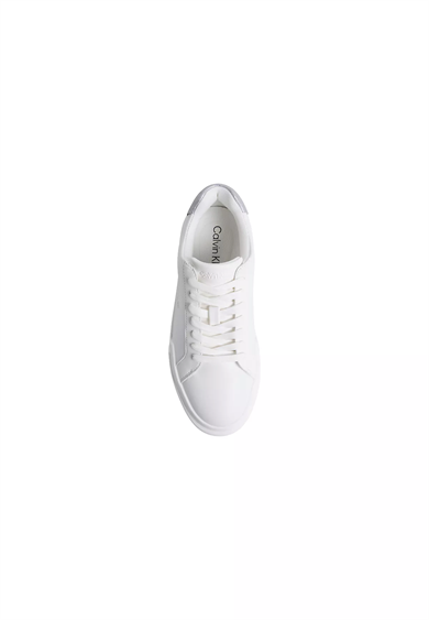 Calvin Klein Kadın Düşük Bilekli TH Logo Detaylı Deri Beyaz Sneaker HW0HW02988-05Y