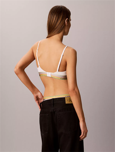 Calvin Klein Kadın Elmas Kesim Pamuklu Logo Detaylı Beyaz Sütyen LV00QF8865-100