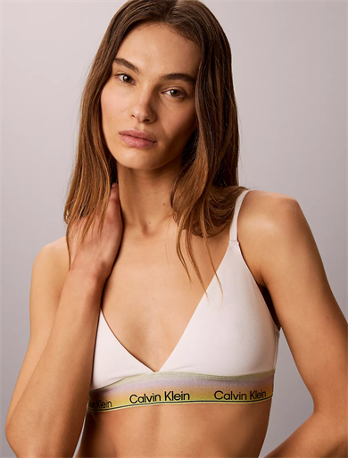 Calvin Klein Kadın Elmas Kesim Pamuklu Logo Detaylı Beyaz Sütyen LV00QF8865-100