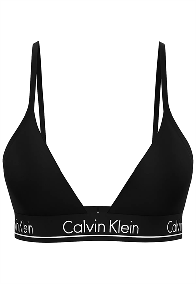 Calvin Klein Kadın İp Askılı Üçgen Gögüs Altı Calvin Yazı Desenli Süngerli Siyah Bikini Üstü LV00Q61208-UB1