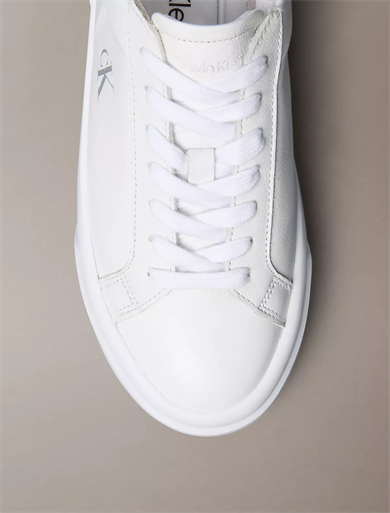 Calvin Klein Kadın Kalın Topuk Deri Bağcıklı Rahat Taban Beyaz Sneaker YW0YW01929-0LC