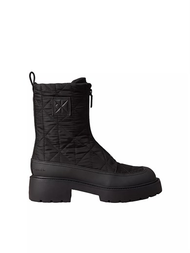 Calvin Klein Kadın Kalın Tabanlı Fermuarlı Emblem Logo Desenli Mat Yüzey Siyah Bot & Bootie HW0HW03205-0GJ