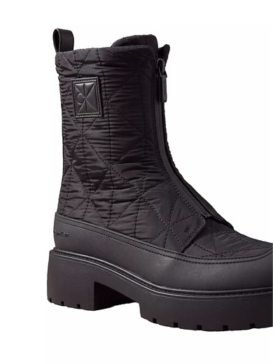 Calvin Klein Kadın Kalın Tabanlı Fermuarlı Emblem Logo Desenli Mat Yüzey Siyah Bot & Bootie HW0HW03205-0GJ