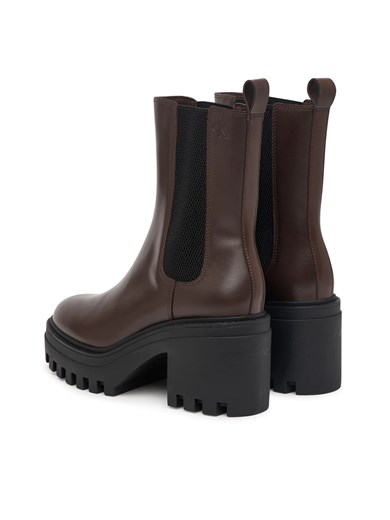 Calvin Klein Kadın Kalın Topuklu %100 Deri Rahat Taban Kahverengi Bot & Bootie YW0YW01547-BAM