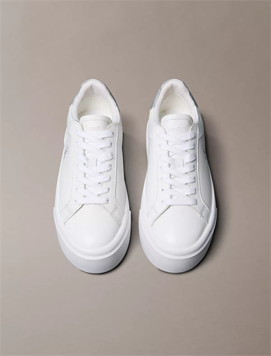 Calvin Klein Kadın Kalın Topuk Deri Bağcıklı Rahat Taban Beyaz Sneaker YW0YW01929-0LC