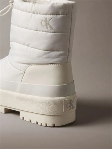 Calvin Klein Kadın Kapitoneli Büzgü İpli Kalın Tabanlı Logolu Ekru Bot & Bootie HW0HW03245-066