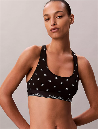 Calvin Klein Kadın Kare Yaka Lastikli Dar Calvin Yazı Desenli Siyah Bralet LV00QF8493-PCS