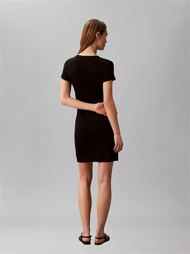 Calvin Klein Kadın Kısa Kol Düz Bisiklet Yaka Midi Boy Siyah Elbise LV047F241G-UB1