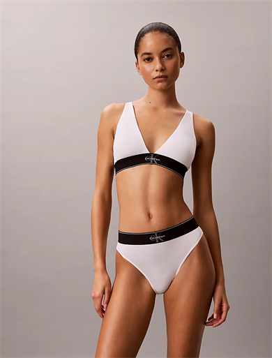 Calvin Klein Kadın Logo Baskılı Elastik Bantlı Ayarlanabilir Askılı Beyaz Sütyen LV00QF8703-100