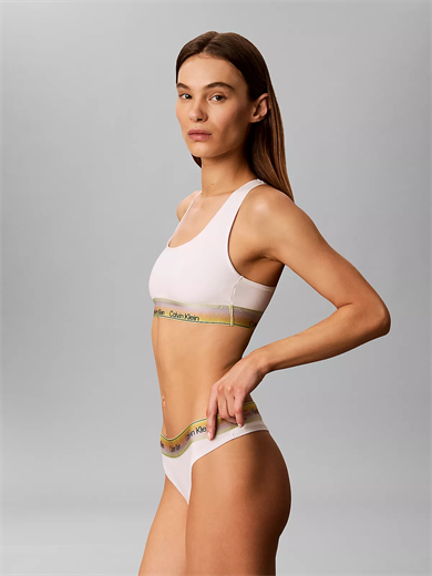 Calvin Klein Kadın Logo Detaylı Elastik Bel Bantlı Pamuklu Beyaz Bralet LV00QF8857-100