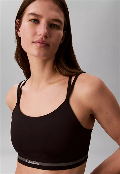 Calvin Klein Kadın Logo Detaylı Elastik Bel Bantlı İnce İp Askılı Siyah Sporcu Sütyeni LVGWS6K345-UB1
