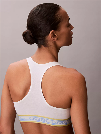 Calvin Klein Kadın Logo Desenli Elastik Bel Bantlı Askılı Beyaz Büstiyer LV00QF8692-YAS