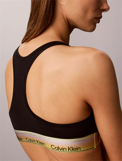 Calvin Klein Kadın Logo Detaylı Elastik Bel Bantlı Pamuklu Siyah Bralet LV00QF8857-UB1