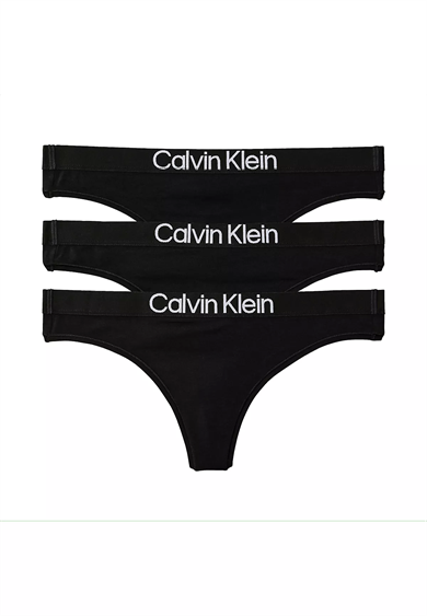 Calvin Klein Kadın Logo Detaylı Elastik Bel Bantlı Pamuklu Üçlü Paket Siyah Bikini Altı LV00QD5397-UB1