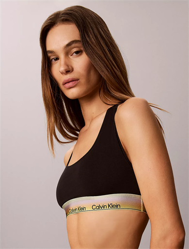 Calvin Klein Kadın Logo Detaylı Elastik Bel Bantlı Pamuklu Siyah Bralet LV00QF8857-UB1