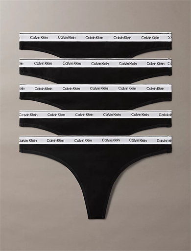 Calvin Klein Kadın Logo İmzalı Elastik Bel Bantlı Pamuklu Beşli Paket Siyah Bikini Altı LV00QD5221-UB1