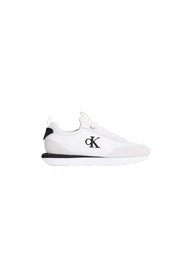 Calvin Klein Kadın Logolu Süet Detaylı CK Desenli Bağlamalı Rahat Taban Beyaz Sneaker YW0YW02060-05V