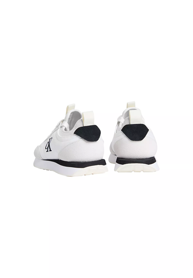 Calvin Klein Kadın Logolu Süet Detaylı CK Desenli Bağlamalı Rahat Taban Beyaz Sneaker YW0YW02060-05V
