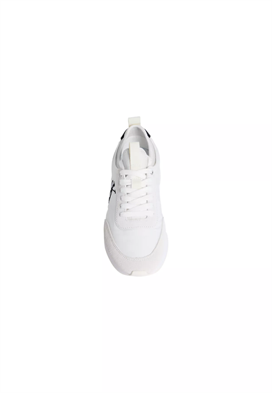 Calvin Klein Kadın Logolu Süet Detaylı CK Desenli Bağlamalı Rahat Taban Beyaz Sneaker YW0YW02060-05V