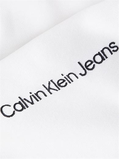 Calvin Klein Kadın Marka Logolu Pamuklu Normal Kalıp Günlük Beyaz Sweatshirt J20J222542-YAF