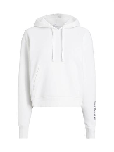 Calvin Klein Kadın Marka Logolu Pamuklu Normal Kalıp Günlük Beyaz Sweatshirt J20J222542-YAF