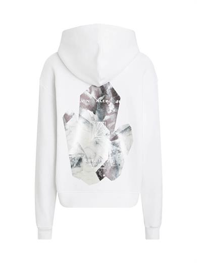 Calvin Klein Kadın Marka Logolu Pamuklu Normal Kalıp Günlük Beyaz Sweatshirt J20J222542-YAF