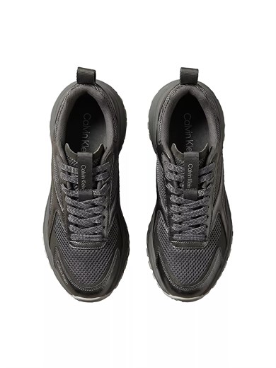 Calvin Klein Kadın Metalik Detaylı File ve Deri Karışımlı CK Şerit Logolu Gri1 Sneaker HW0HW03251-0IQ