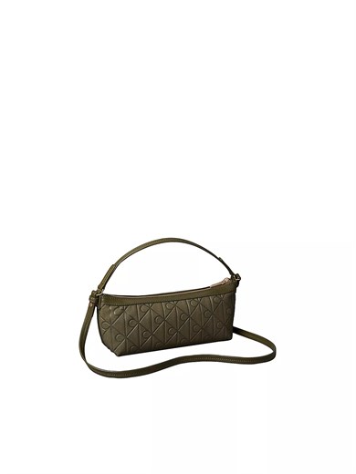 Calvin Klein Kadın Monogram Logo Desenli Üstten Tutmalı Çıkarılabilir Omuz Askılı Fermuarlı Yeşil Çanta LV04F3879G-LI1