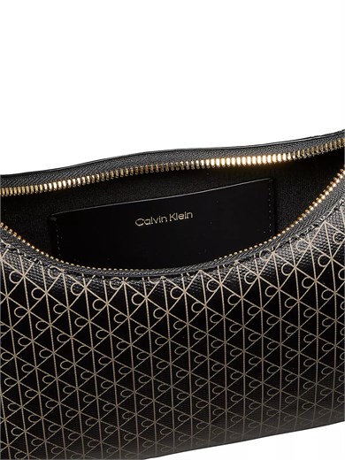 Calvin Klein Kadın Monogram Logo Desenli Küçük Boy Omuz Askılı Siyah Çanta LV04F3889G-2XA