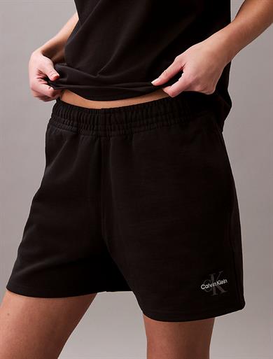 Calvin Klein Kadın Normal Kalıp Elastik Bel Bantlı Yüksek Bel Monogram Logolu Siyah Şort LV047B271G-UB1