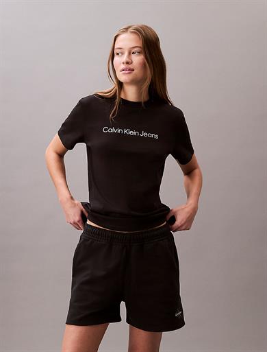 Calvin Klein Kadın Normal Kalıp Elastik Bel Bantlı Yüksek Bel Monogram Logolu Siyah Şort LV047B271G-UB1