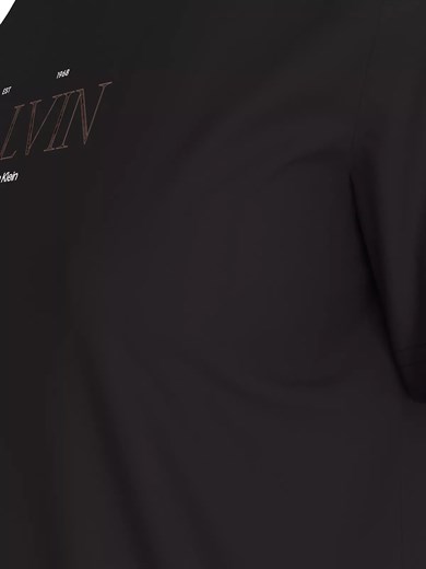 Calvin Klein Kadın Normal Kalıp Logo Baskılı Pamuklu Kısa Kollu Siyah T-Shirt LV047G806G-UB1