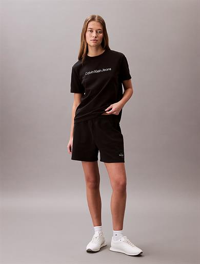 Calvin Klein Kadın Normal Kalıp Elastik Bel Bantlı Yüksek Bel Monogram Logolu Siyah Şort LV047B271G-UB1