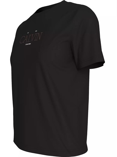Calvin Klein Kadın Normal Kalıp Logo Baskılı Pamuklu Kısa Kollu Siyah T-Shirt LV047G806G-UB1